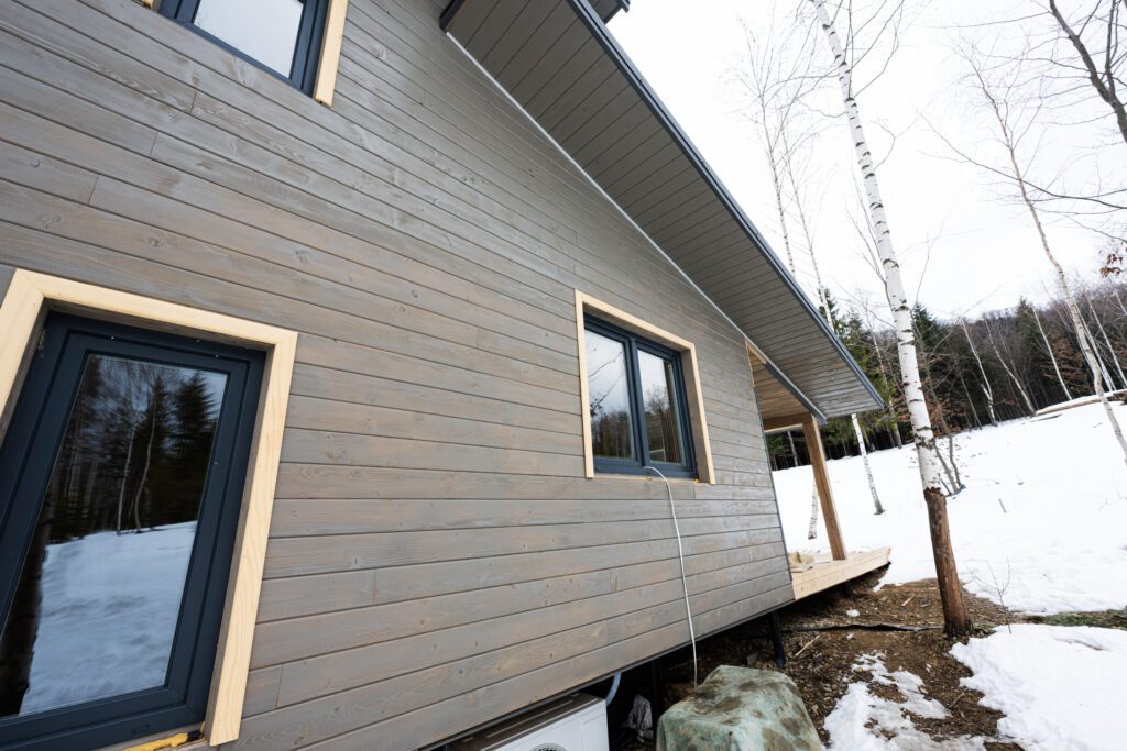 Wood siding on a cabin